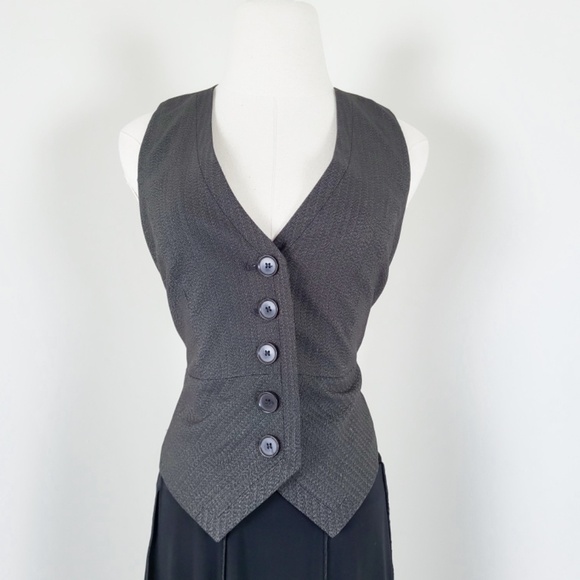 Y2K Fitted Waistcoat Button Down Sleeveless V-neck Tight - Picture 5 of 15